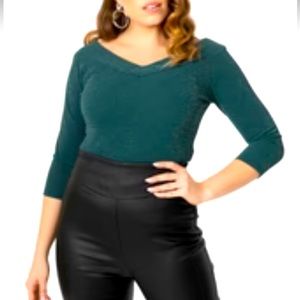 Unique Vintage Green Sparkle Scarlett Top